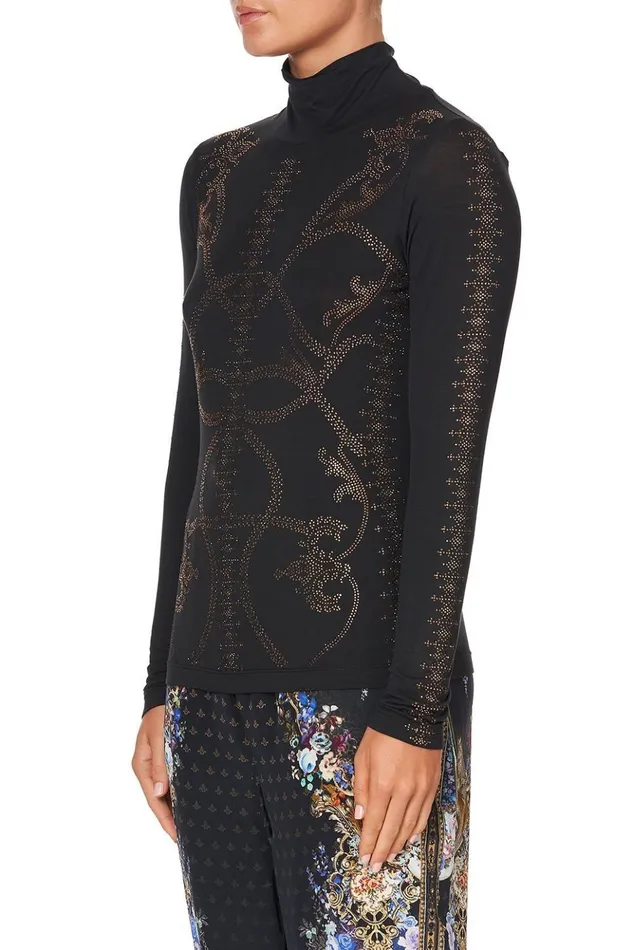 Women Modest Clothing Camilla Jersey Turtleneck Luxe Black
