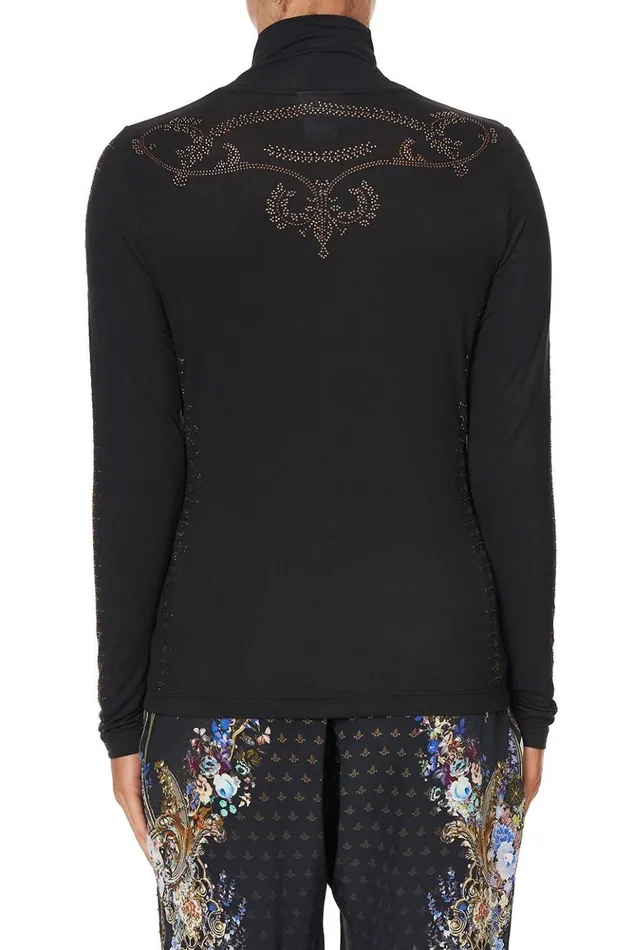 Women Modest Clothing Camilla Jersey Turtleneck Luxe Black