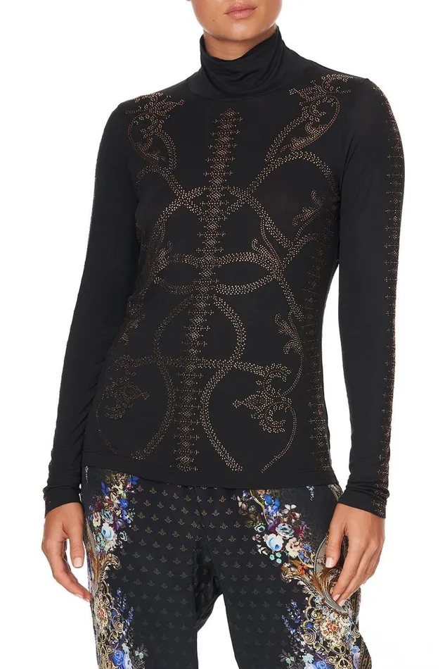 Women Modest Clothing Camilla Jersey Turtleneck Luxe Black