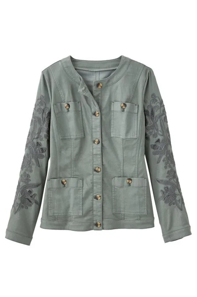 Women Monterey Utility Jacket Agave Green Soft Surroundings Toppers Women Monterey Utility Jacket Agave Green Soft Surroundings Toppers