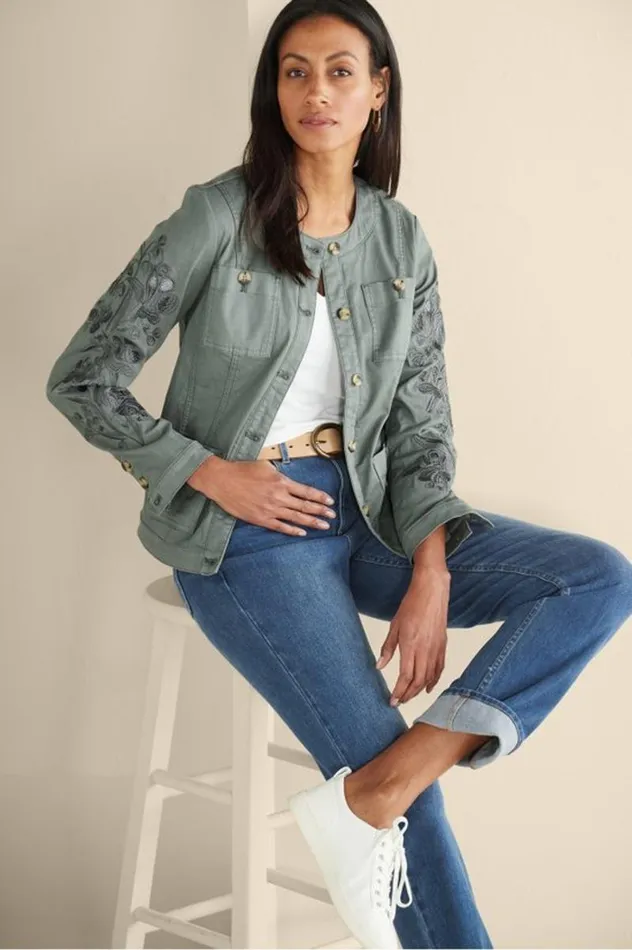 Women Monterey Utility Jacket Agave Green Soft Surroundings Toppers Women Monterey Utility Jacket Agave Green Soft Surroundings Toppers