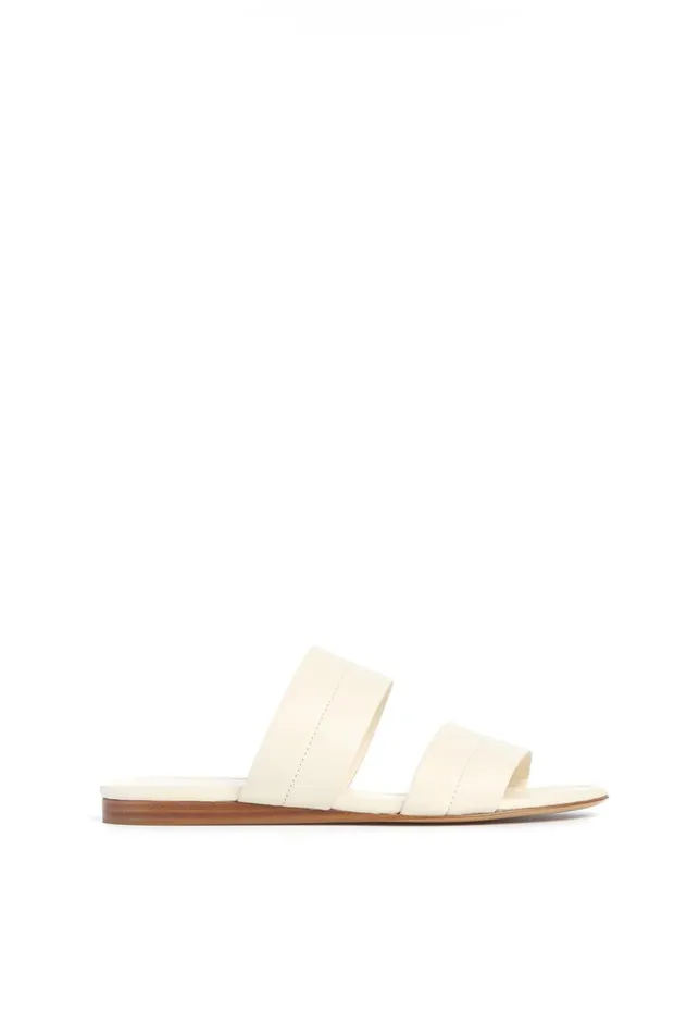 Women Mules Gabriela Hearst Lora Flat Sandal In Cream Nappa Leather