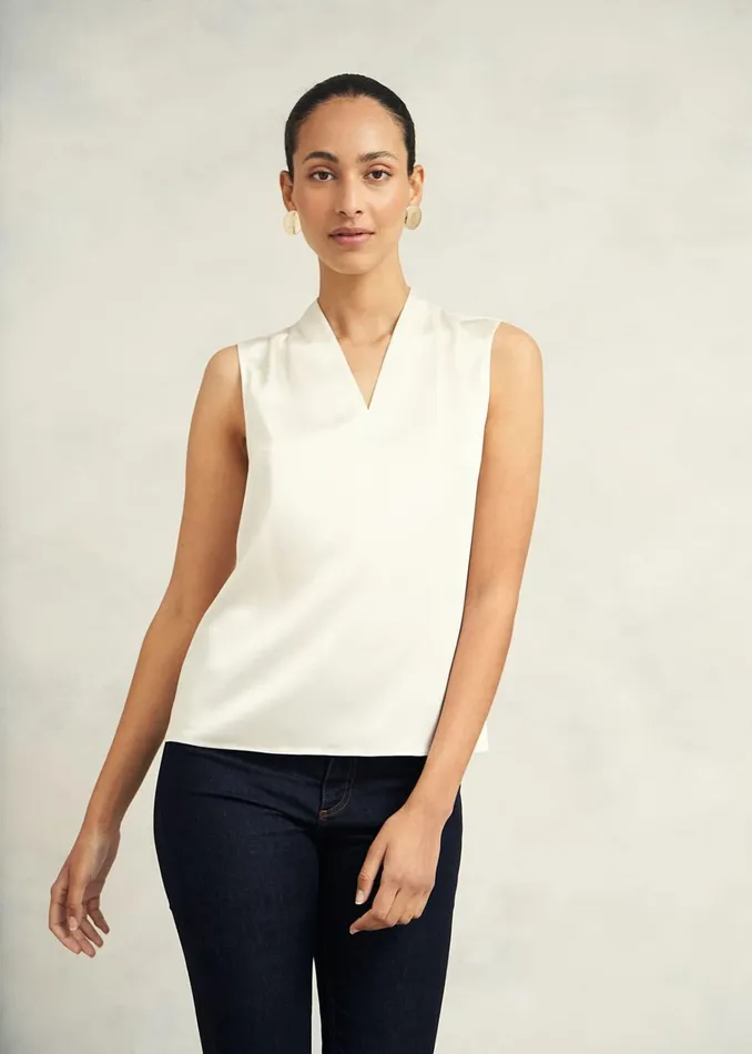 Women Nina Satin Blouse Ivory Hobbs Tops