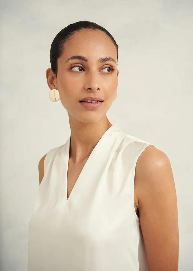 Women Nina Satin Blouse Ivory Hobbs Tops