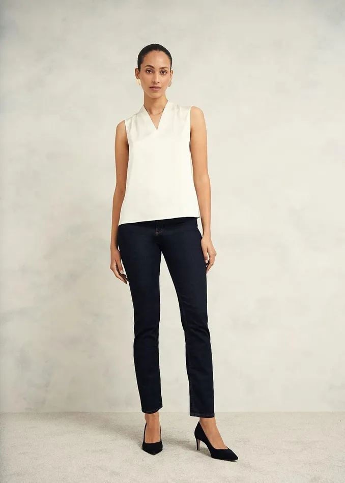 Women Nina Satin Blouse Ivory Hobbs Tops