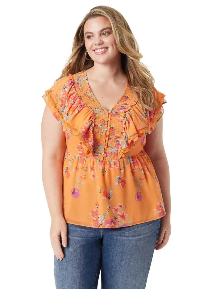 Women Nori Top In Watercolor Roses Jessica Simpson Tops and Tees