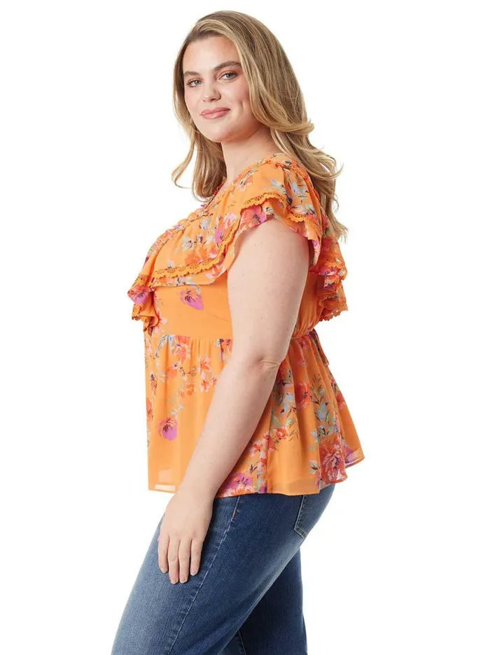 Women Nori Top In Watercolor Roses Jessica Simpson Tops and Tees