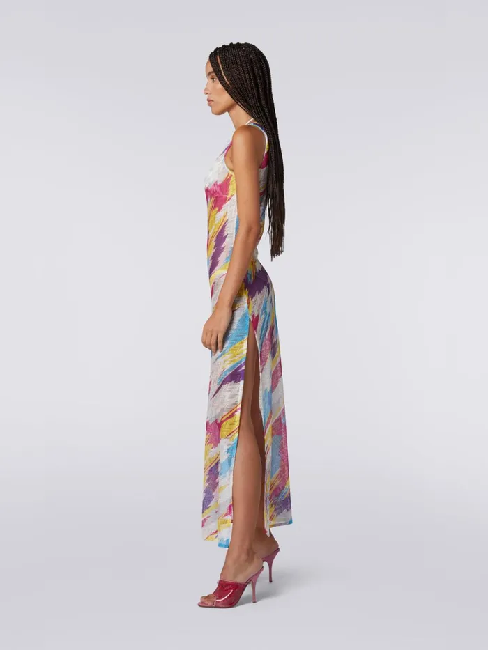 Women OneShoulder Zigzag Print Long Cover Up Dress Multicoloured Missoni Beachwear