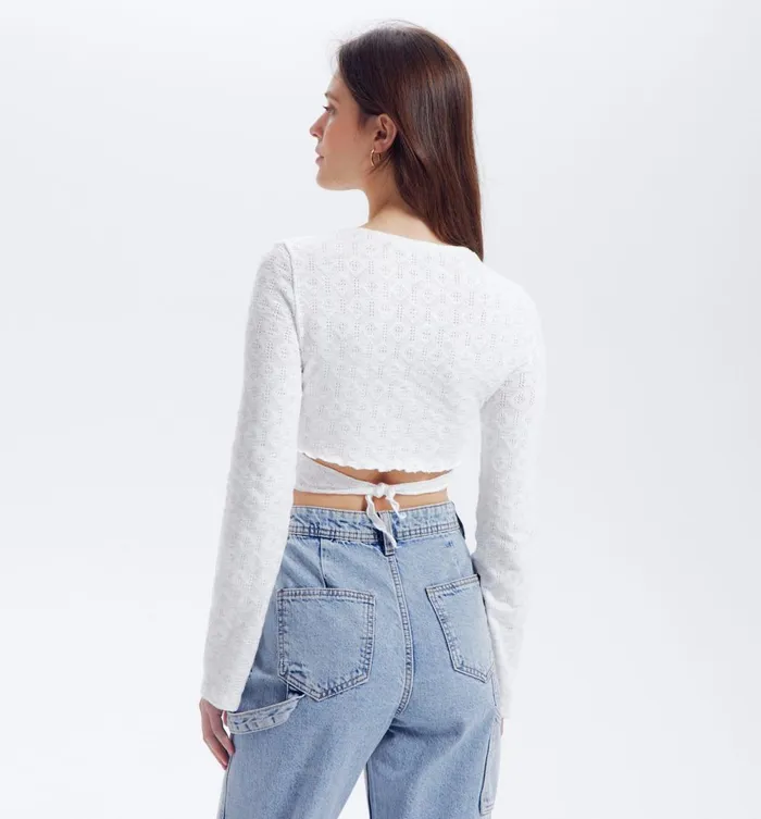 Women Openwork Cotton Bolero 8211 Beige Promod Tops Women Openwork Cotton Bolero 8211 Beige Promod Tops