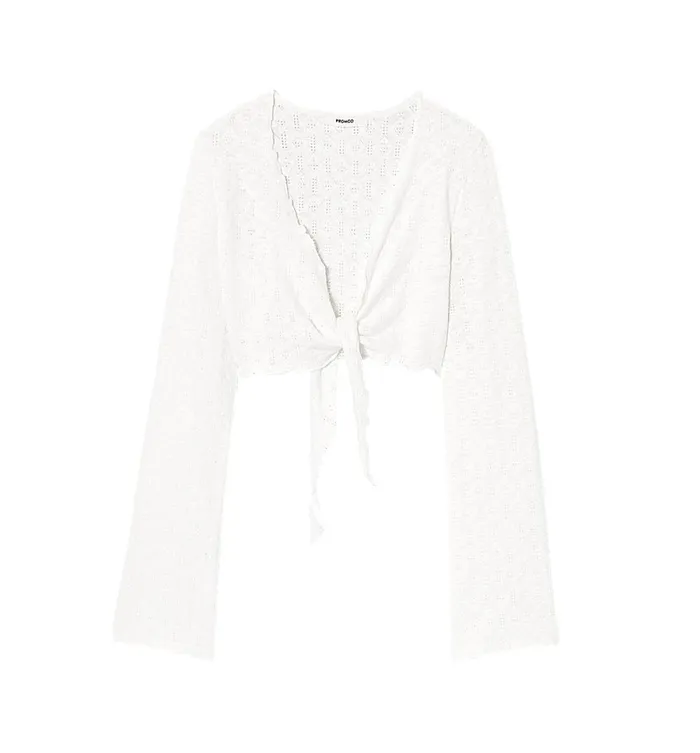 Women Openwork Cotton Bolero 8211 Beige Promod Tops Women Openwork Cotton Bolero 8211 Beige Promod Tops