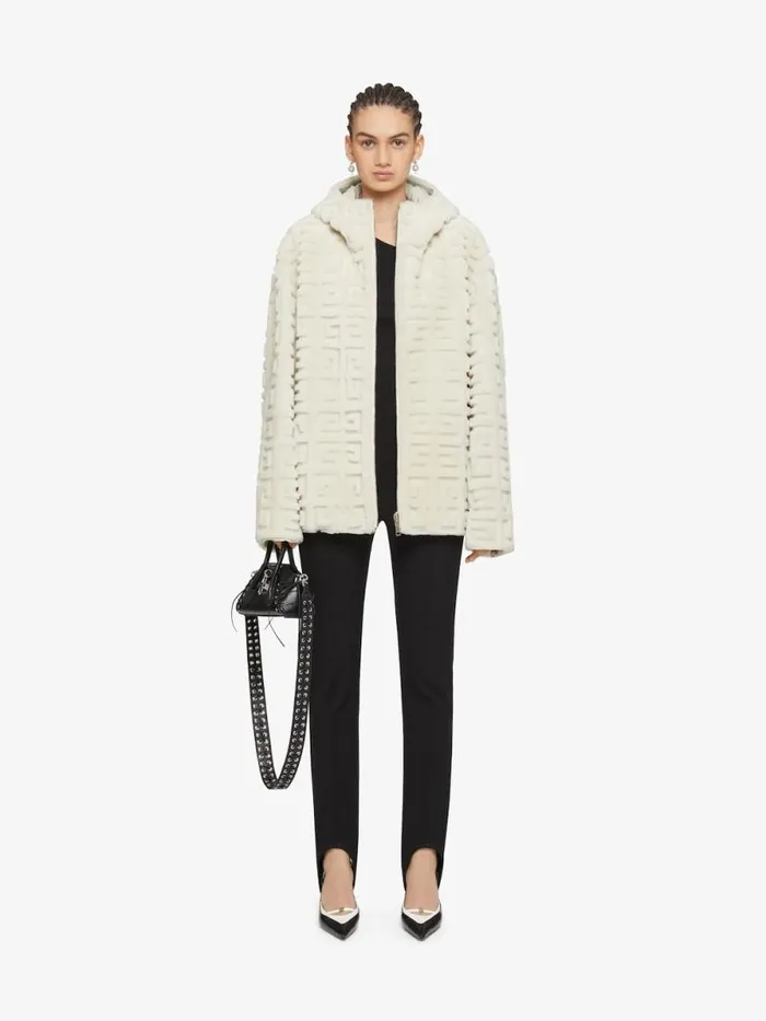Women Outerwear and Blousons Givenchy Reversible Hooded Jacket In 4G Fur Ivory