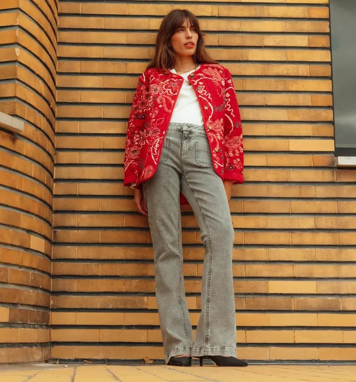 Women Padded Patterned Jacket 8211 Red Print Promod Jackets