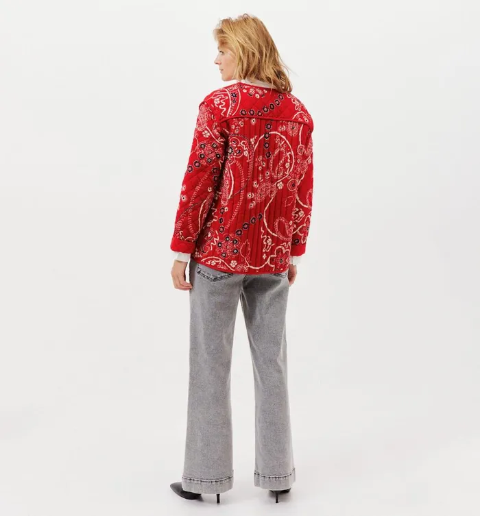 Women Padded Patterned Jacket 8211 Red Print Promod Jackets Women Padded Patterned Jacket 8211 Red Print Promod Jackets