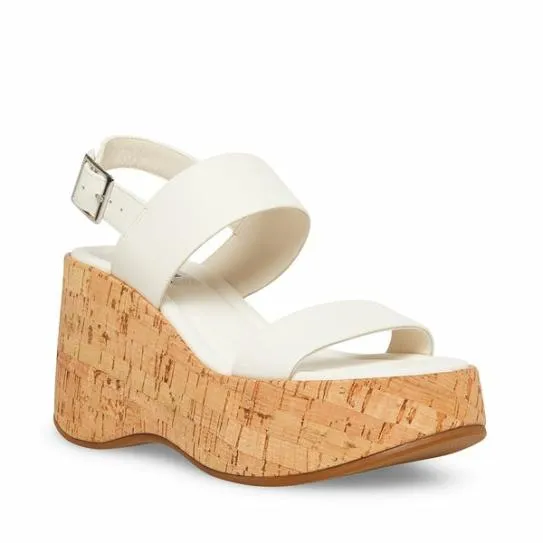 Women PAM WHITE LEATHER White Leather Steve Madden Sandals Women PAM WHITE LEATHER White Leather Steve Madden Sandals