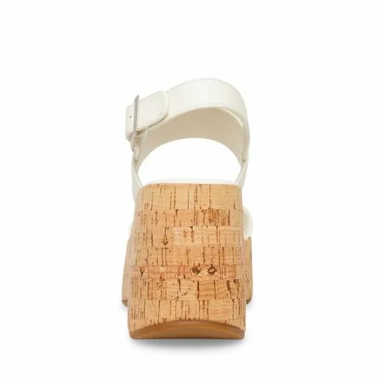 Women PAM WHITE LEATHER White Leather Steve Madden Sandals Women PAM WHITE LEATHER White Leather Steve Madden Sandals