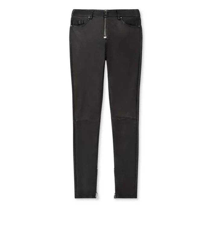Women Pants and Shorts Tom Ford Stretch Leather Zip Front Leggings Black