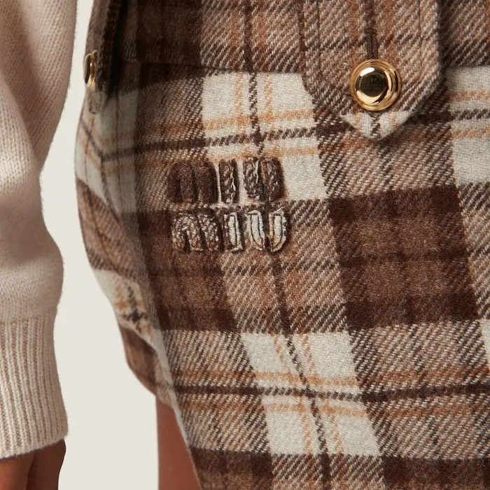Women Pants And Shorts Miu Miu Checked Shorts Cocoa Brown Women Pants And Shorts Miu Miu Checked Shorts Cocoa Brown