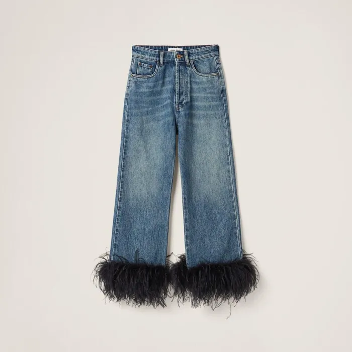 Women Pants And Shorts Miu Miu Denim Jeans Blueblack