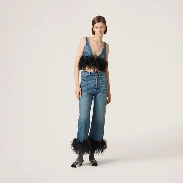 Women Pants And Shorts Miu Miu Denim Jeans Blueblack