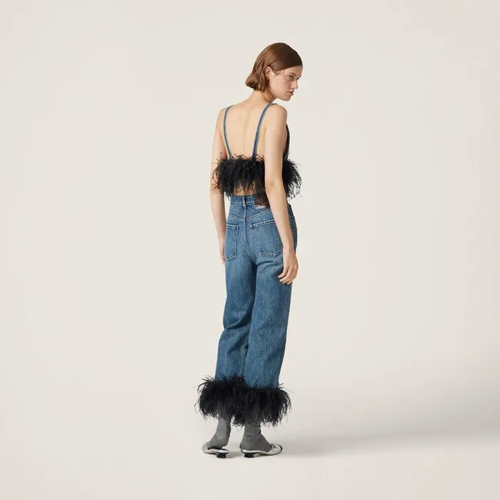 Women Pants And Shorts Miu Miu Denim Jeans Blueblack