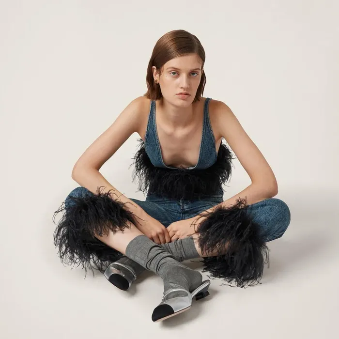 Women Pants And Shorts Miu Miu Denim Jeans Blueblack