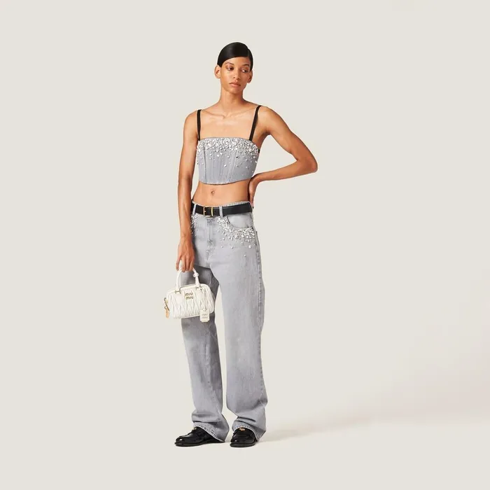 Women Pants And Shorts Miu Miu Denim Pants Grey Women Pants And Shorts Miu Miu Denim Pants Grey