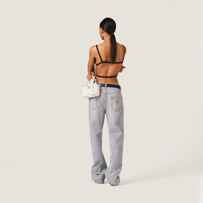 Women Pants And Shorts Miu Miu Denim Pants Grey Women Pants And Shorts Miu Miu Denim Pants Grey