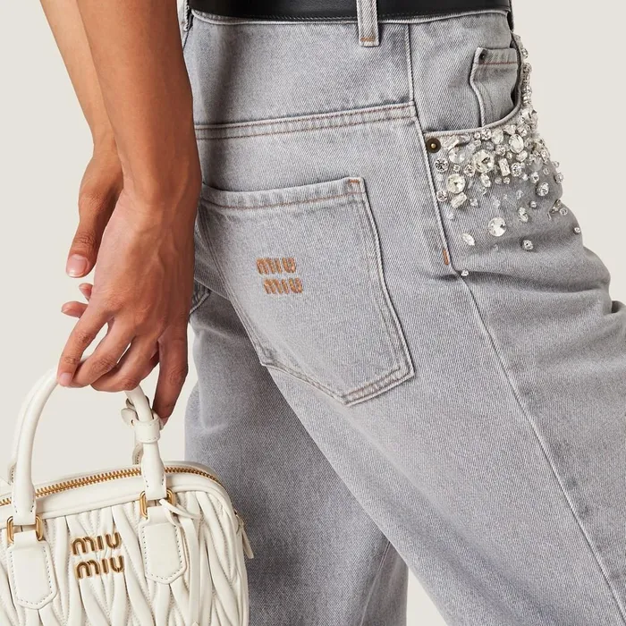 Women Pants And Shorts Miu Miu Denim Pants Grey Women Pants And Shorts Miu Miu Denim Pants Grey