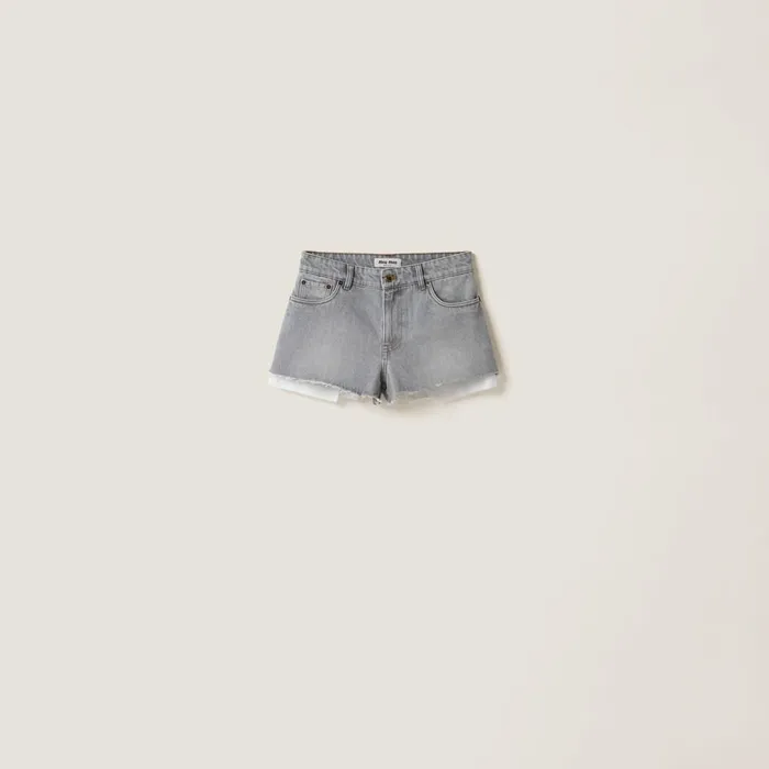 Women Pants And Shorts Miu Miu Denim Shorts Grey