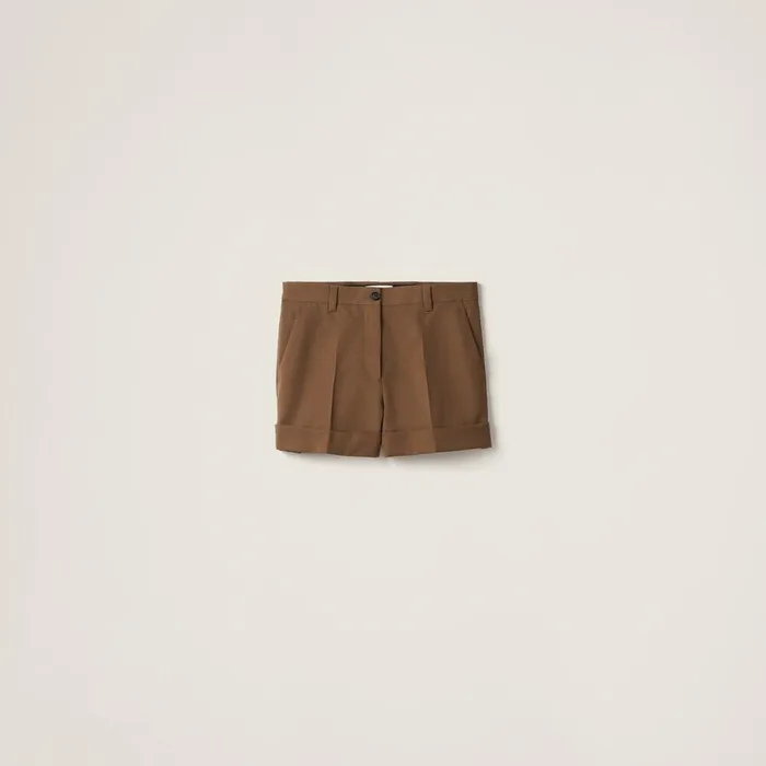 Women Pants And Shorts Miu Miu Gabardine Bermudas Cork Beige