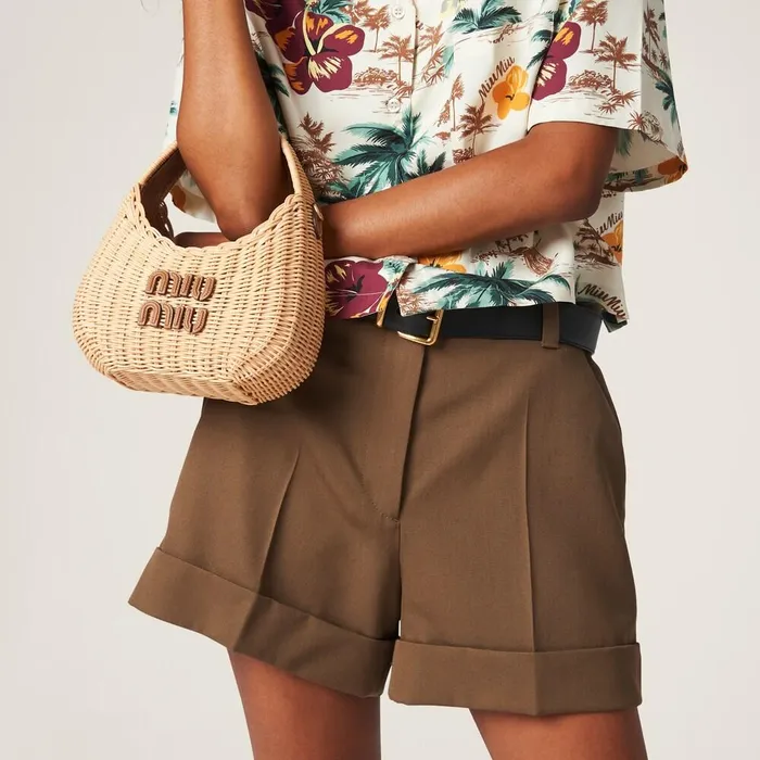 Women Pants And Shorts Miu Miu Gabardine Bermudas Cork Beige Women Pants And Shorts Miu Miu Gabardine Bermudas Cork Beige
