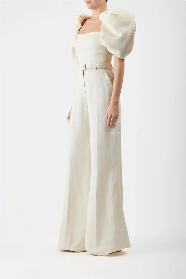 Women Pants Gabriela Hearst Mabon Pant In Ivory Textured Linen