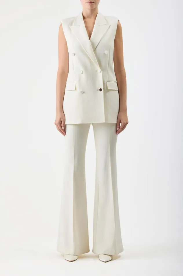Women Pants Gabriela Hearst Rhein Pant In Ivory Silk Wool Cady