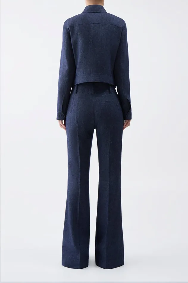 Women Pants Gabriela Hearst Rhein Pant In Navy Linen Virgin Wool