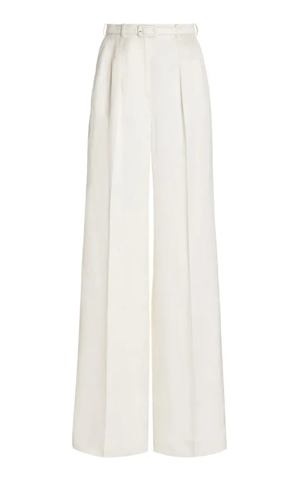 Women Pants Gabriela Hearst Vargas Pant In Ivory Silk Linen Satin