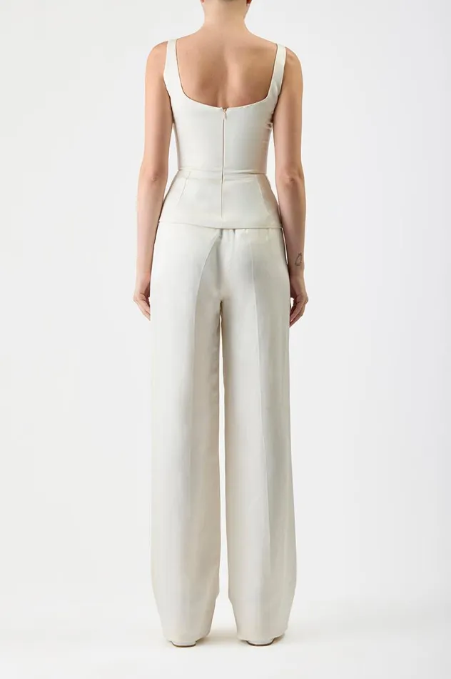 Women Pants Gabriela Hearst Vargas Pant In Ivory Silk Linen Satin