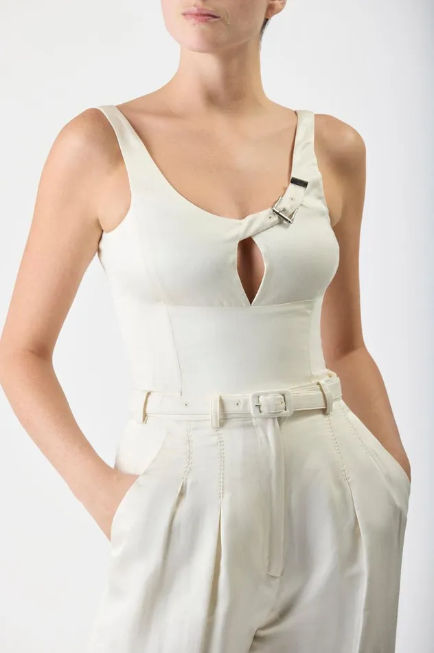 Women Pants Gabriela Hearst Vargas Pant In Ivory Silk Linen Satin