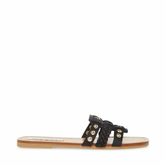 Women PARADISE BLACK LEATHER Black Leather Steve Madden Sandals