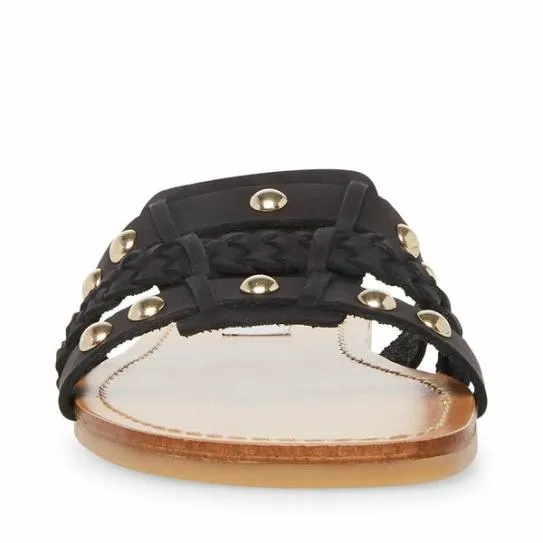 Women PARADISE BLACK LEATHER Black Leather Steve Madden Sandals