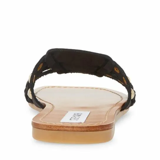 Women PARADISE BLACK LEATHER Black Leather Steve Madden Sandals