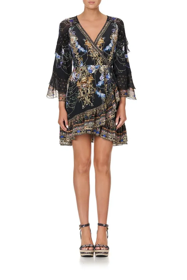 Women Party Dresses Camilla Short Wrap Dress With Ruffles Palace Playhouse