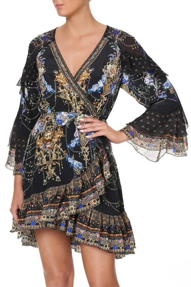 Women Party Dresses Camilla Short Wrap Dress With Ruffles Palace Playhouse