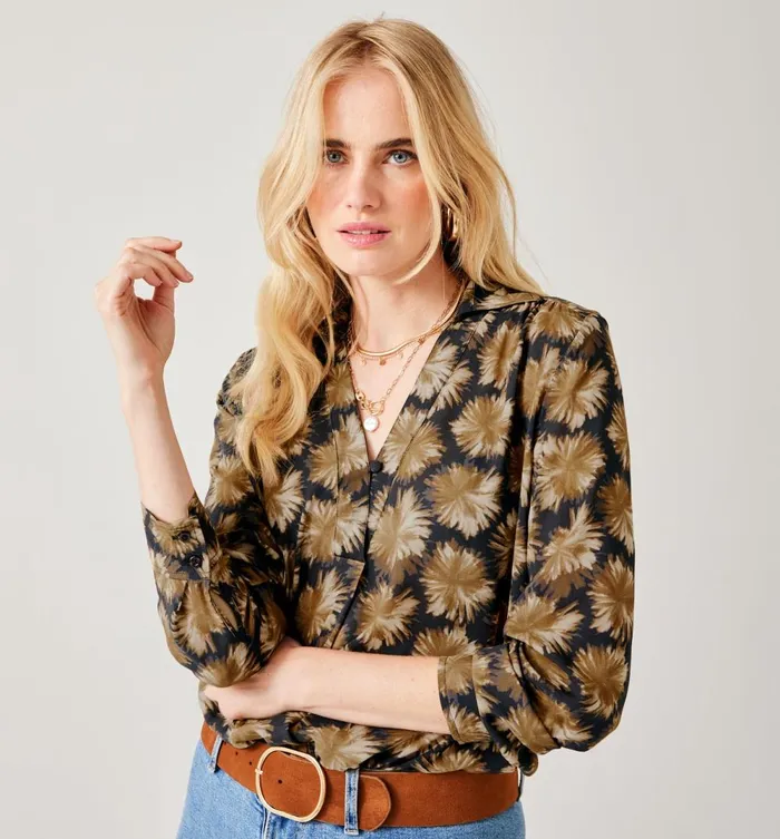 Women Patterned Blouse 8211 Grey Print Promod Shirts And Tunics Women Patterned Blouse 8211 Grey Print Promod Shirts And Tunics