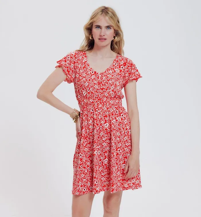 Women Patterned Dress 8211 Red Print Promod Dresses