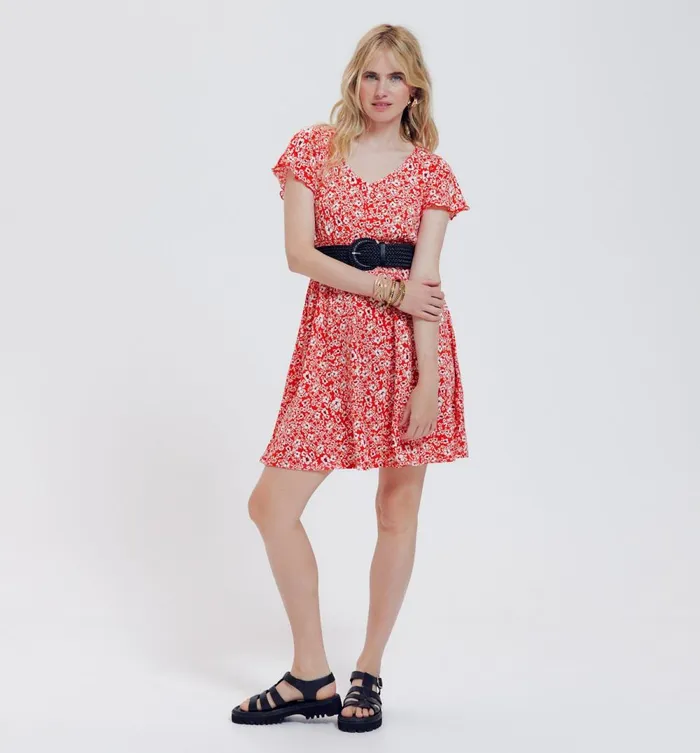 Women Patterned Dress 8211 Red Print Promod Dresses Women Patterned Dress 8211 Red Print Promod Dresses