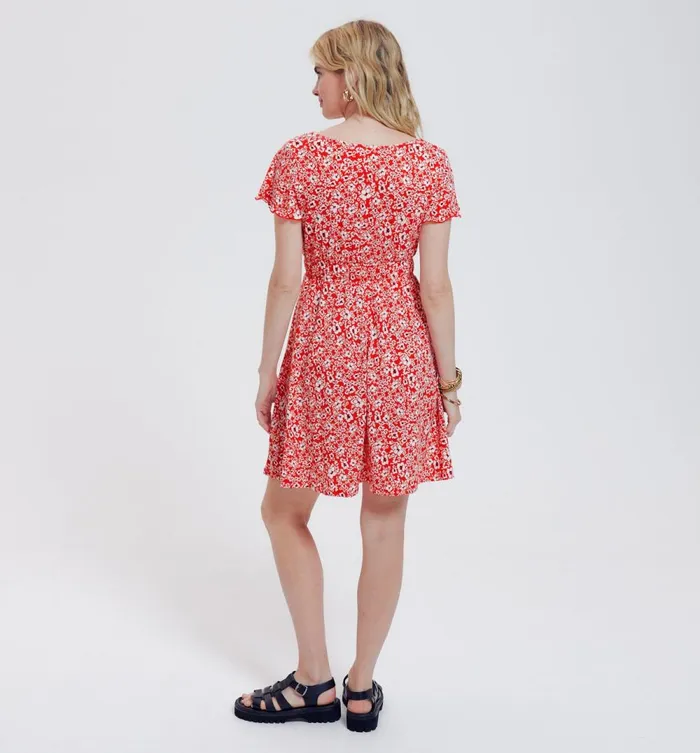 Women Patterned Dress 8211 Red Print Promod Dresses Women Patterned Dress 8211 Red Print Promod Dresses