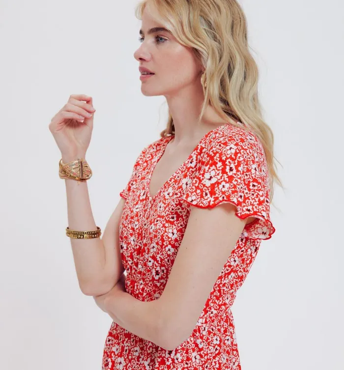 Women Patterned Dress 8211 Red Print Promod Dresses Women Patterned Dress 8211 Red Print Promod Dresses