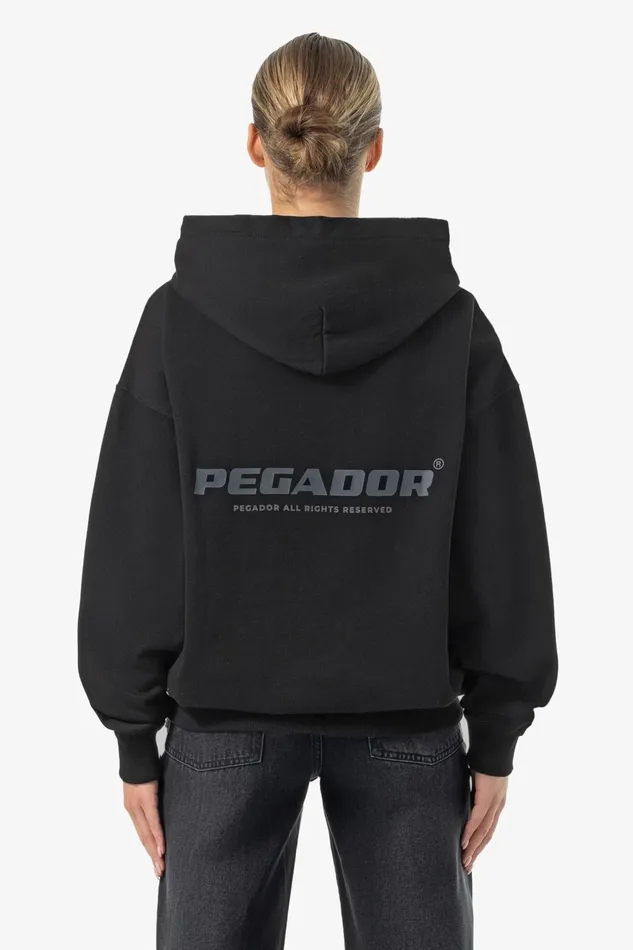 Women Pegador Hoodies Atna Logo Oversized Hoodie Washed Black Dark Grey