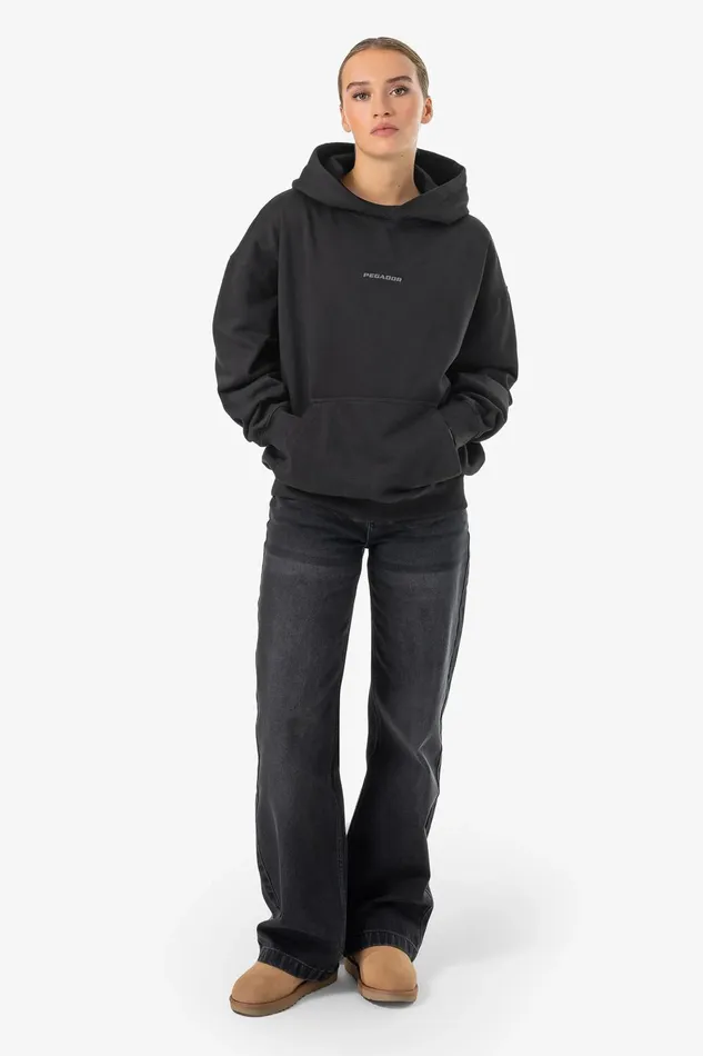 Women Pegador Hoodies Atna Logo Oversized Hoodie Washed Black Dark Grey Women Pegador Hoodies Atna Logo Oversized Hoodie Washed Black Dark Grey