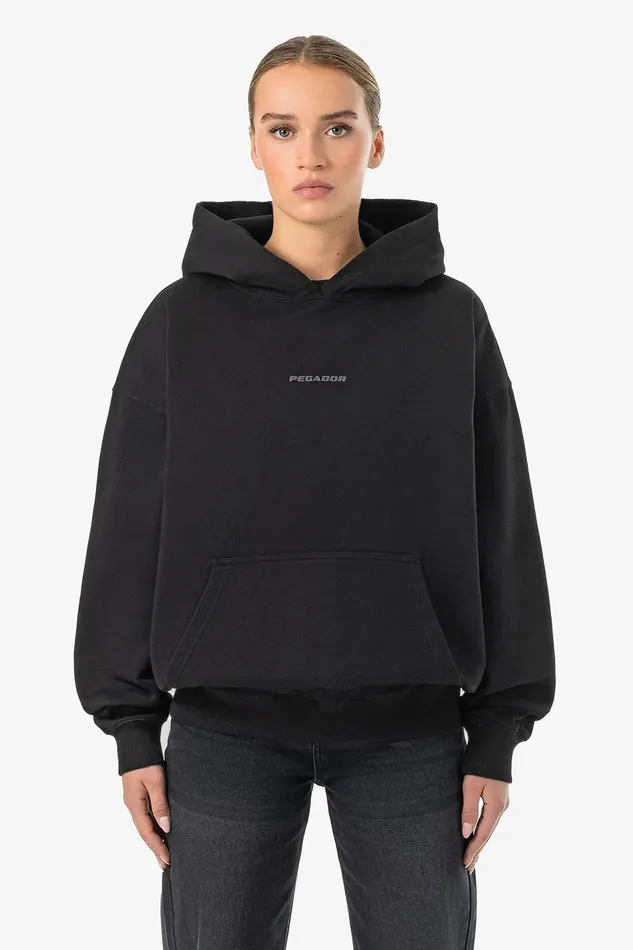 Women Pegador Hoodies Atna Logo Oversized Hoodie Washed Black Dark Grey Women Pegador Hoodies Atna Logo Oversized Hoodie Washed Black Dark Grey